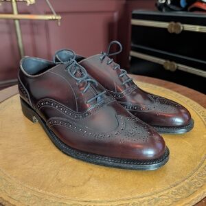 GRENSON burgundy Brogues Leather Made In England Bath Dress Shoes